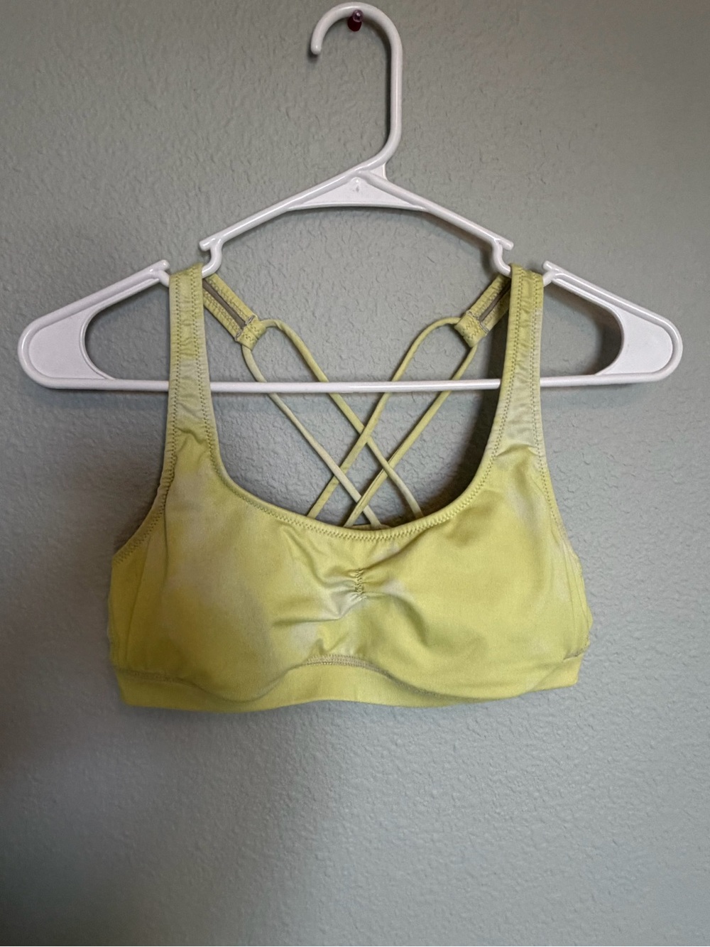 aerie Yellow Tie-Dye Crisscross Back Sports Bra